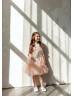 Light Pink Lace Tulle Short Flower Girl Dress